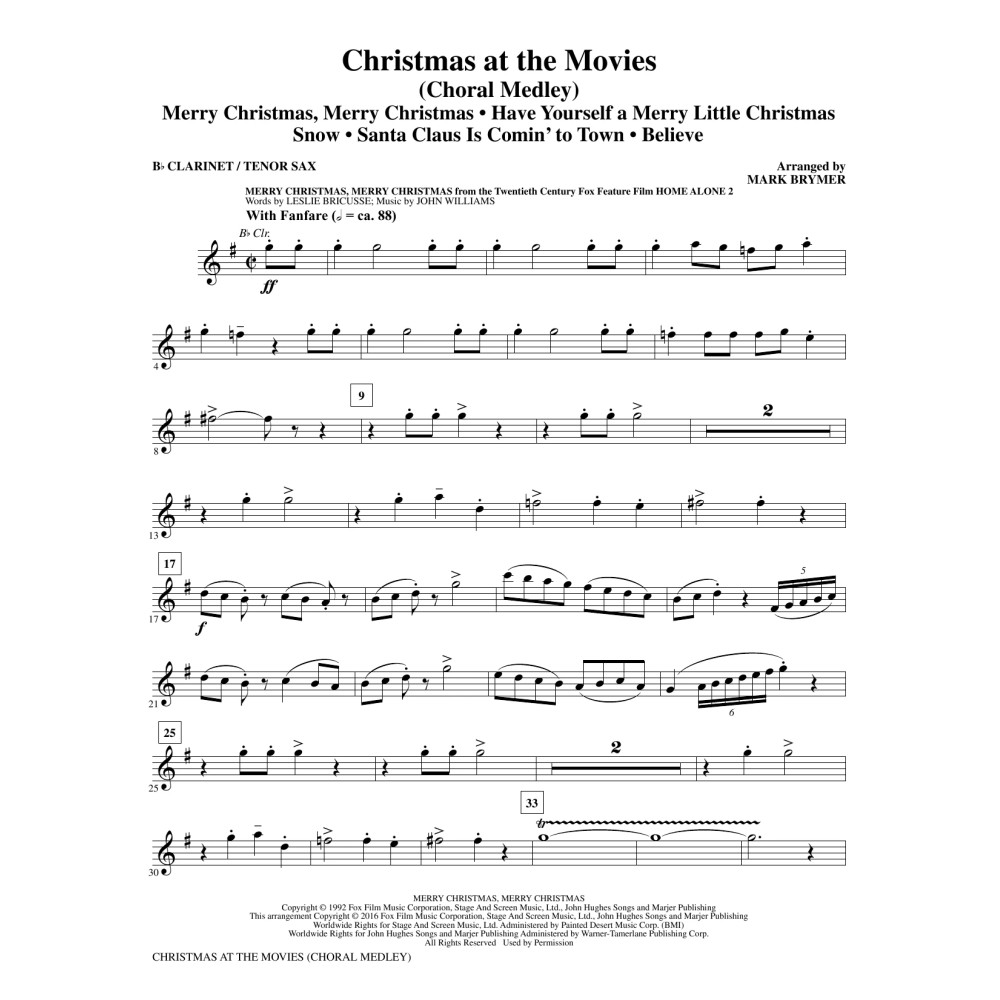 Christmas at the Movies - Bb Clarinet/Tenor Sax